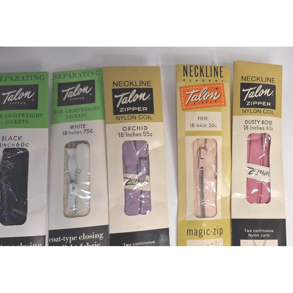 Vintage Talon Coats Clark Zipper Lot 8 18 inch Separating Nylon Metal Neckline - Picture 4 of 10